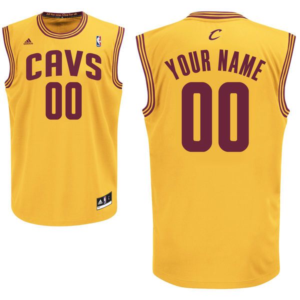 Men Adidas Cleveland Cavaliers Custom Replica Alternate Gold NBA Jersey
